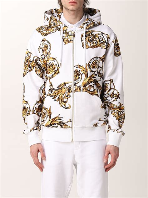 versace jeans hooded zip jumper|Versace sweatshirt sale.